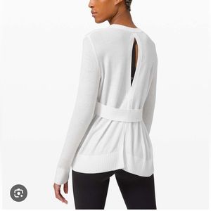 Lululemon Sincerely Yours Sweater open back thumbholes white sweater size 8
